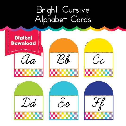 Bright Cursive Alphabet Cards