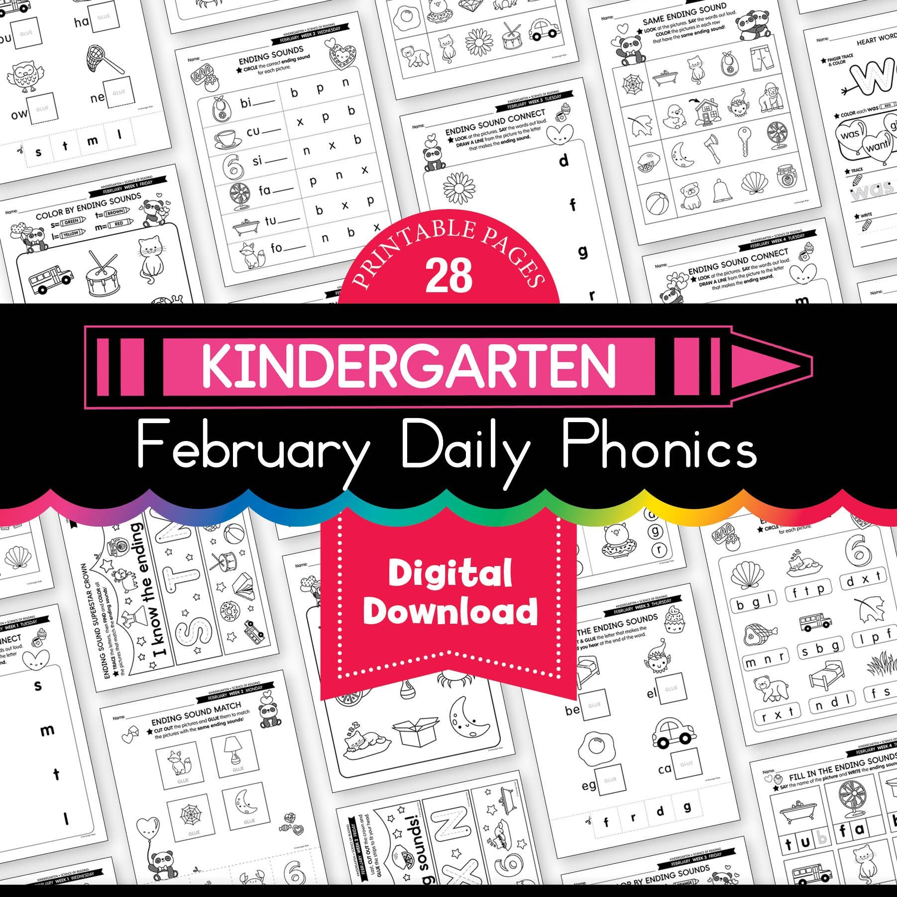 Printable Kindergarten February Daily Phonics
