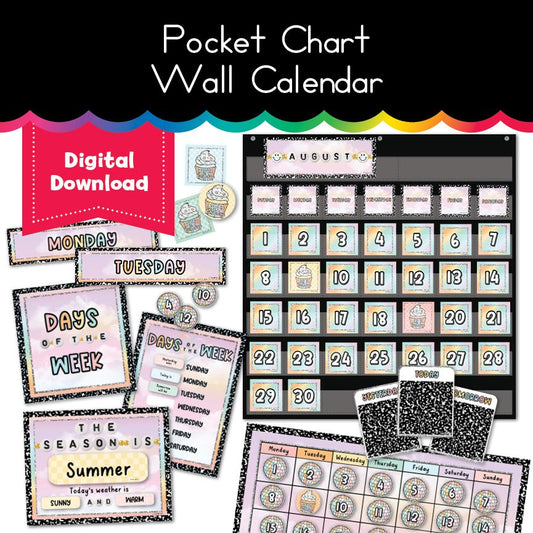 Pastel Pocket Chart Wall Calendar