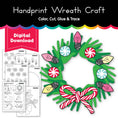 Load image into Gallery viewer, Printable December Handprint Wreath Craft
