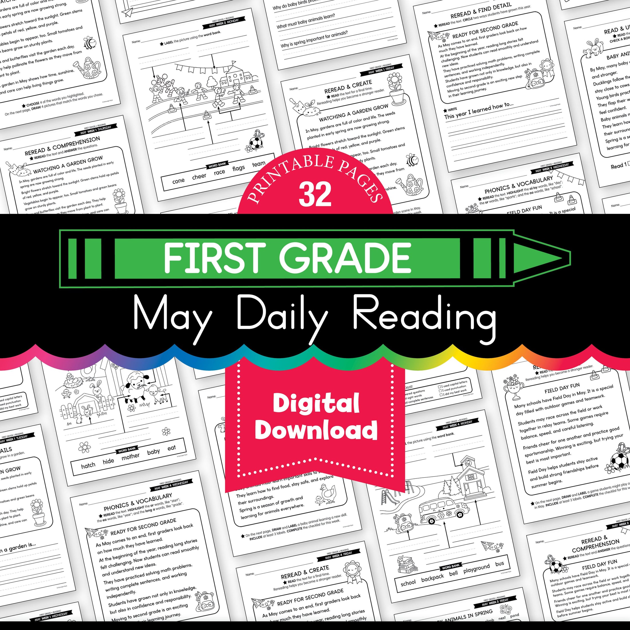 Printable First Grade May Daily Reading
