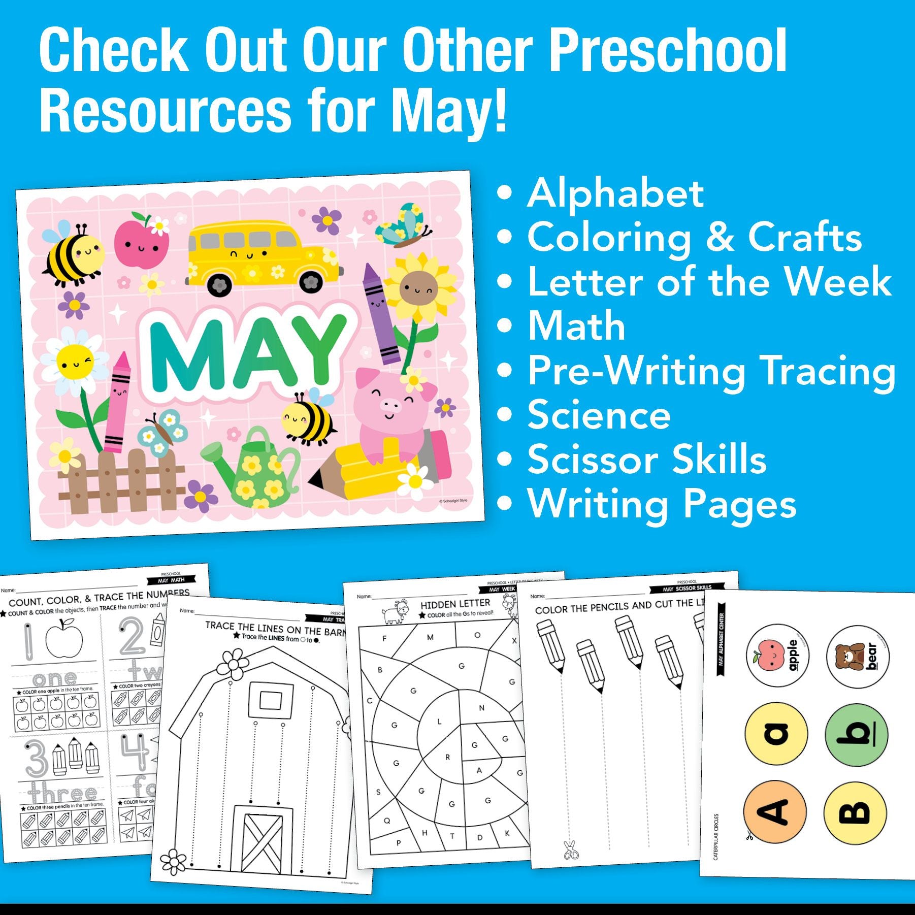 Printable Preschool May Daily Directed Drawing