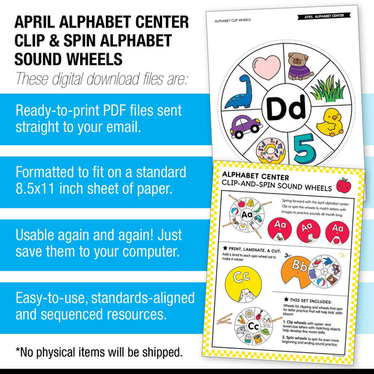 Printable Preschool April Alphabet Center