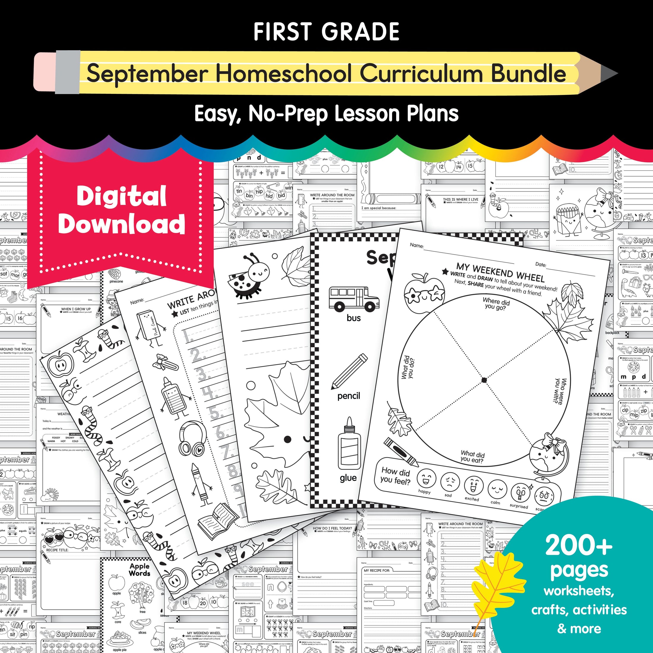 First Grade September  Homeschool Curriculum Bundle