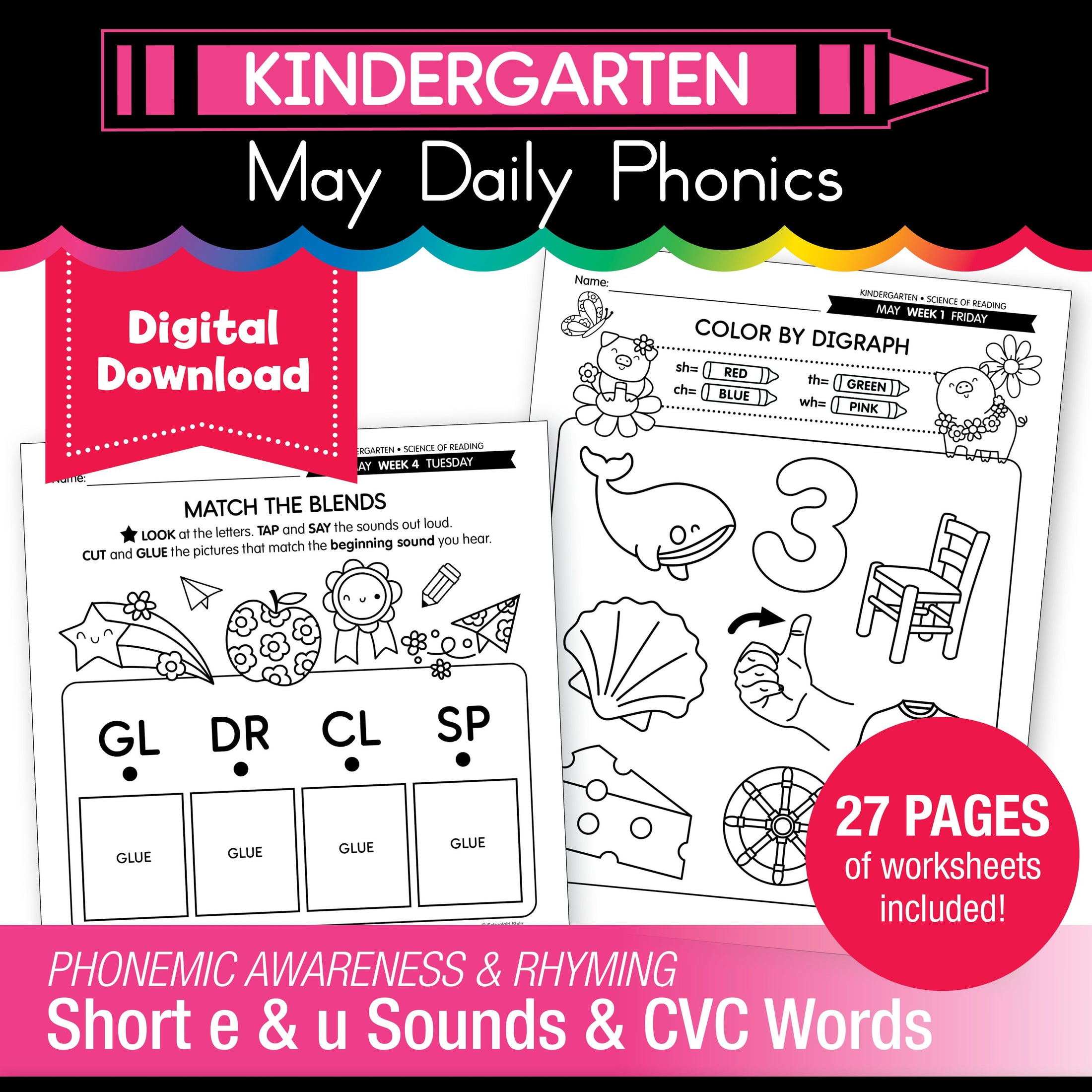 Printable Kindergarten May Daily Phonics