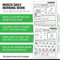 Load image into Gallery viewer, Printable First Grade March Daily Morning Work
