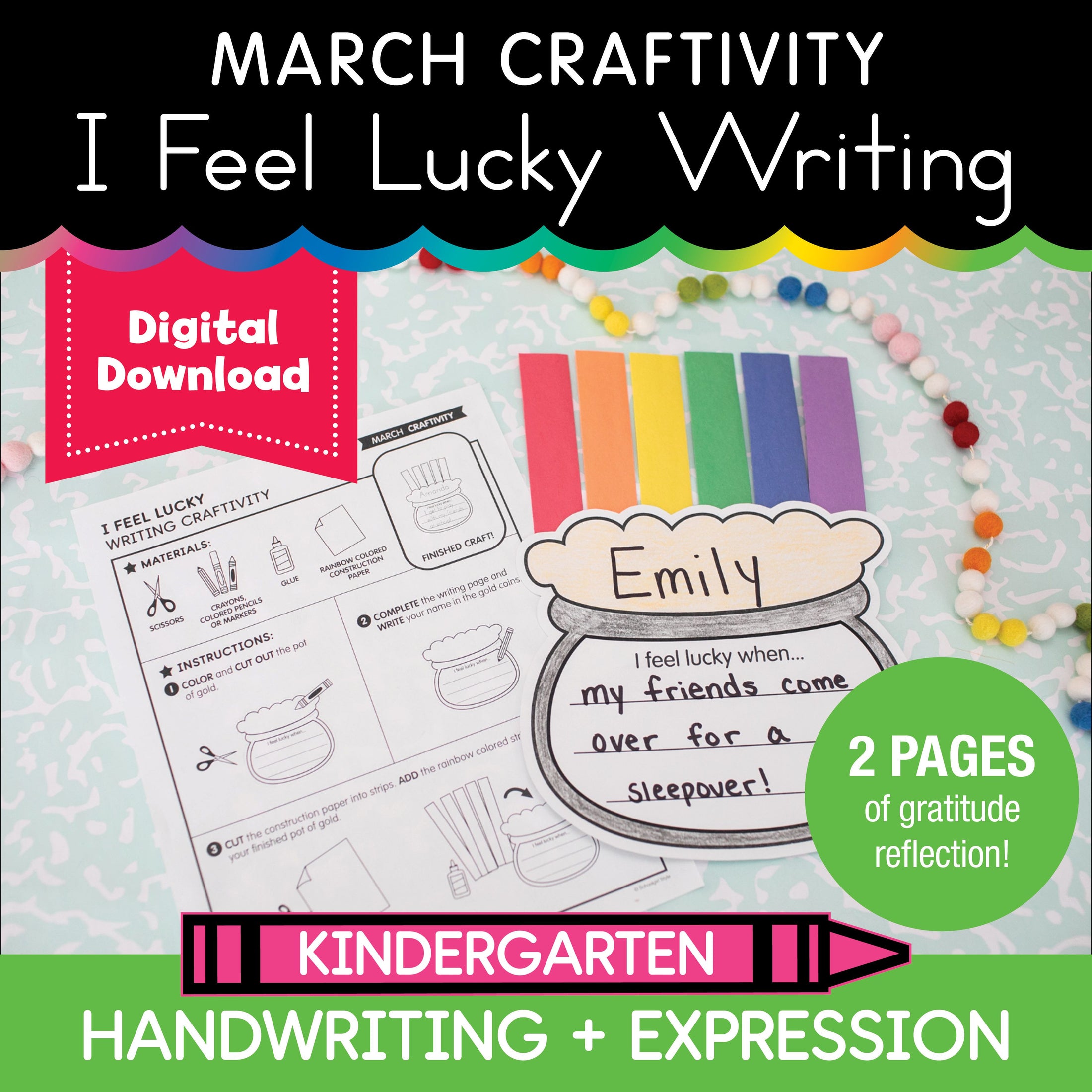 Printable March I Feel Lucky Writing Craftivity