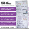 Load image into Gallery viewer, Printable Second Grade April Daily Heart Words
