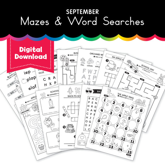September Mazes and Word Searches