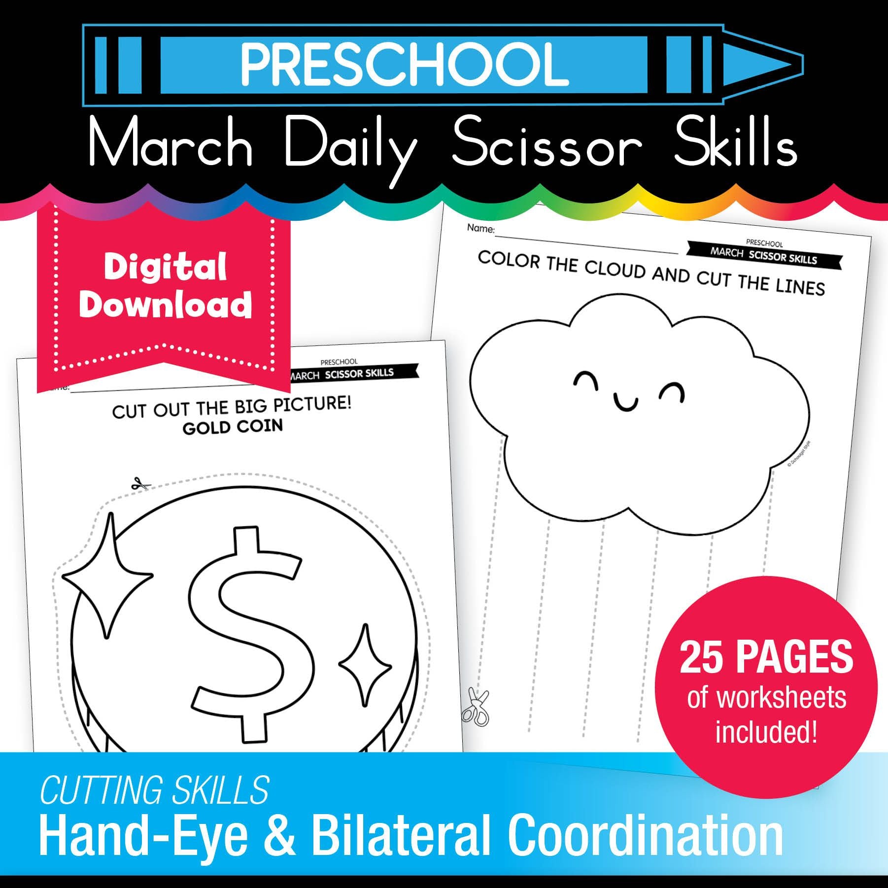 Printable Preschool March Daily Scissor Skills