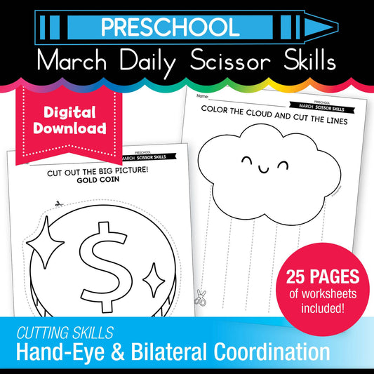 Printable Preschool March Daily Scissor Skills
