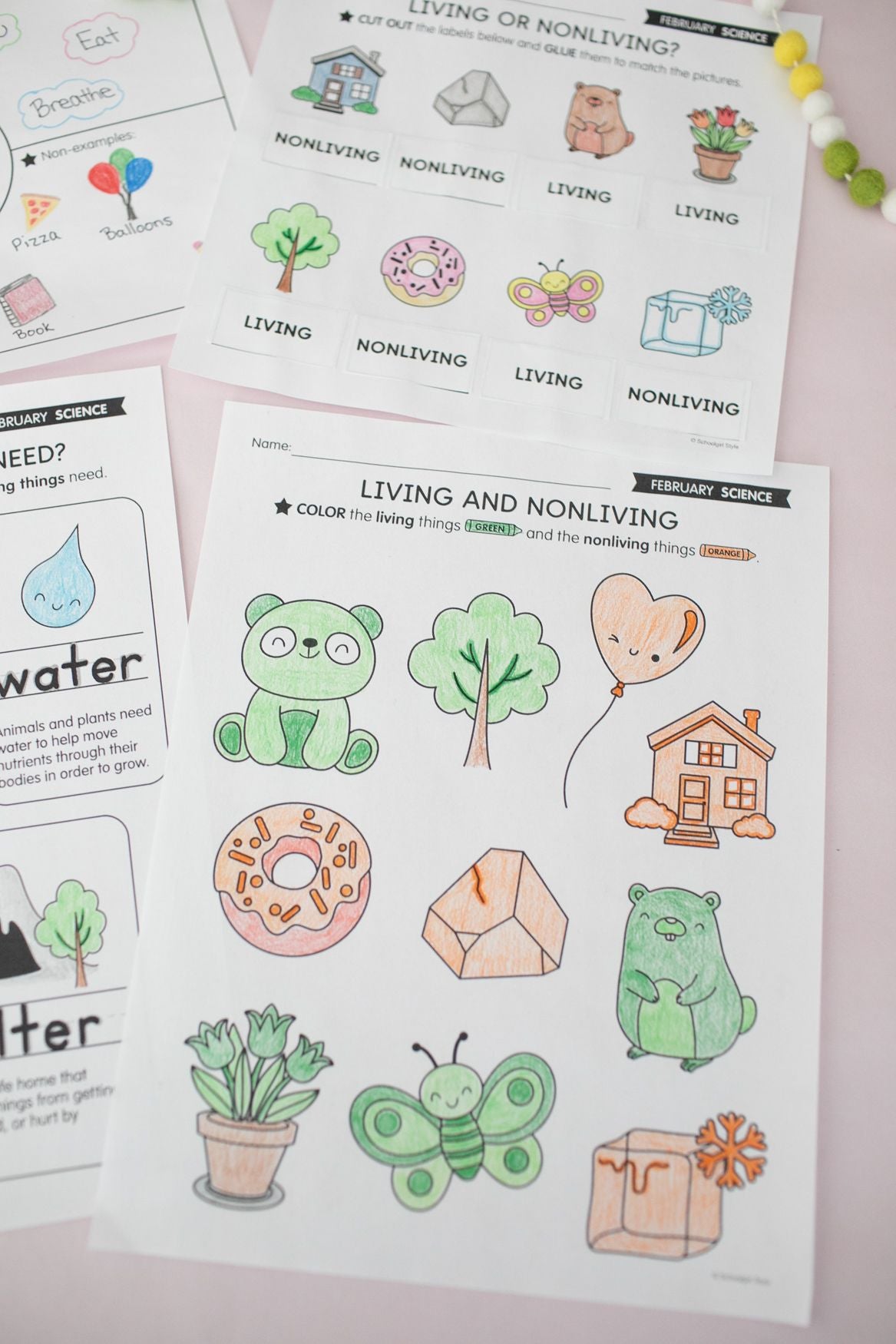 Printable February Science Living vs. Nonliving