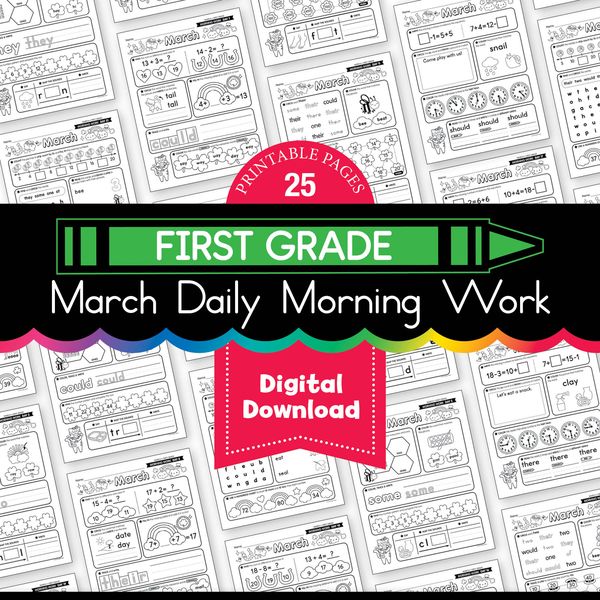 Printable First Grade March Daily Morning Work