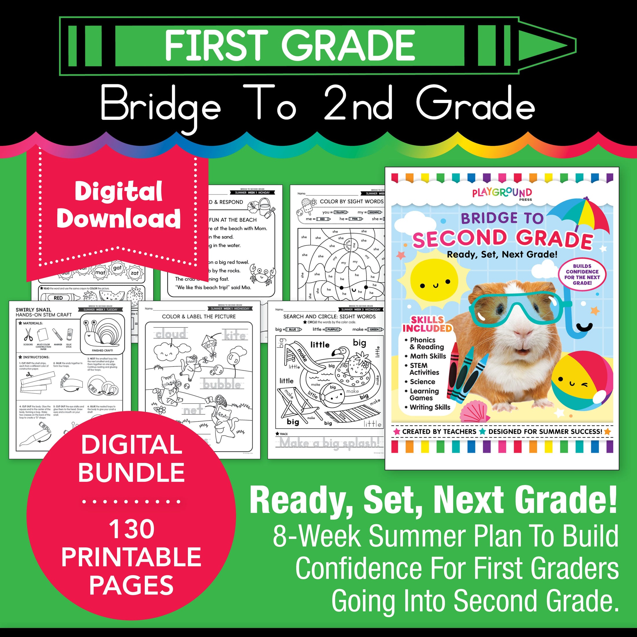 Printable Bridge To Second Grade Digital Summer Workbook