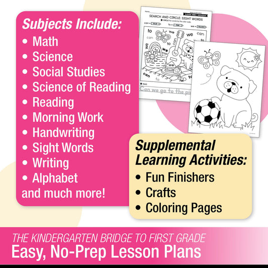 Printable Bridge To First Grade Digital Summer Workbook