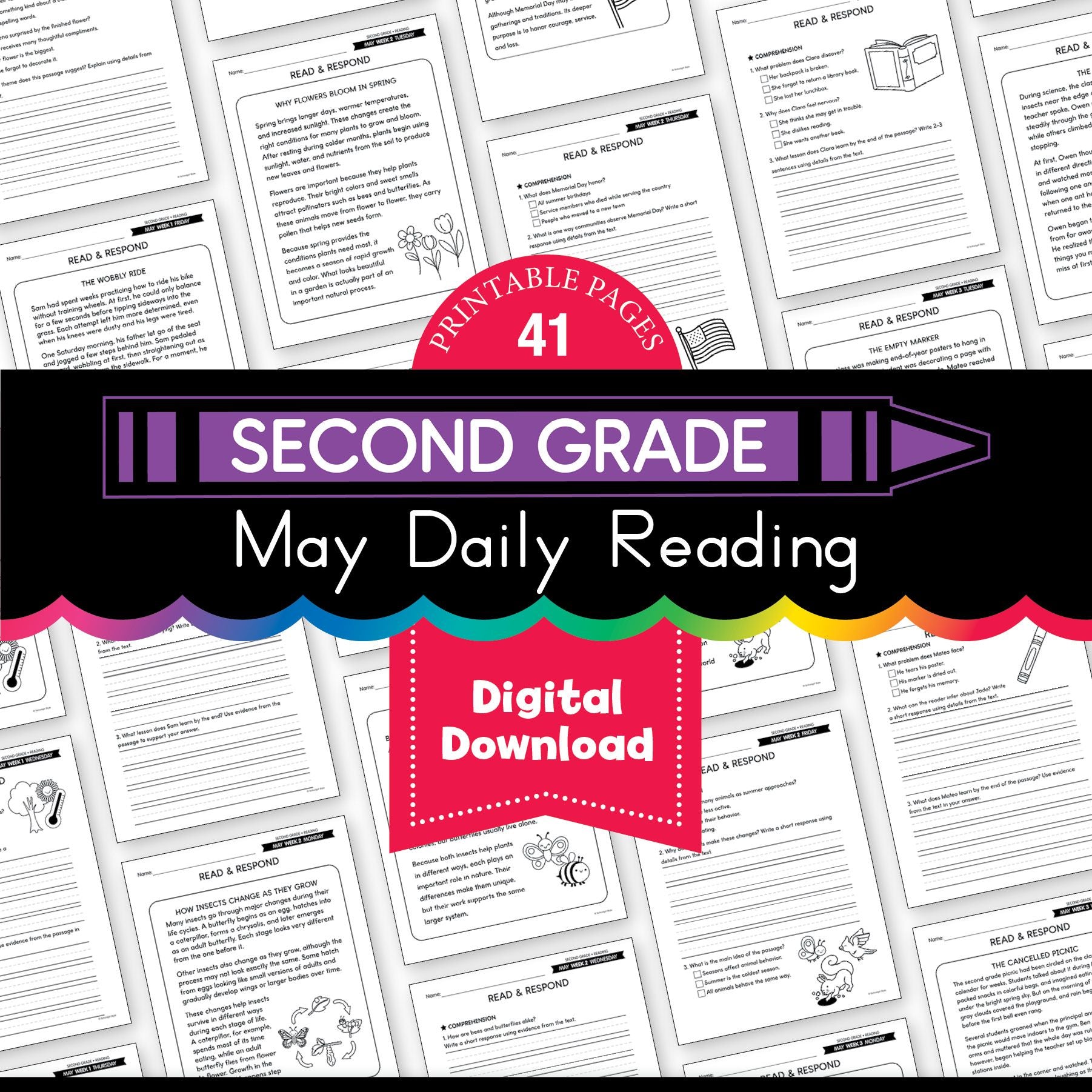 Printable Second Grade May Daily Reading