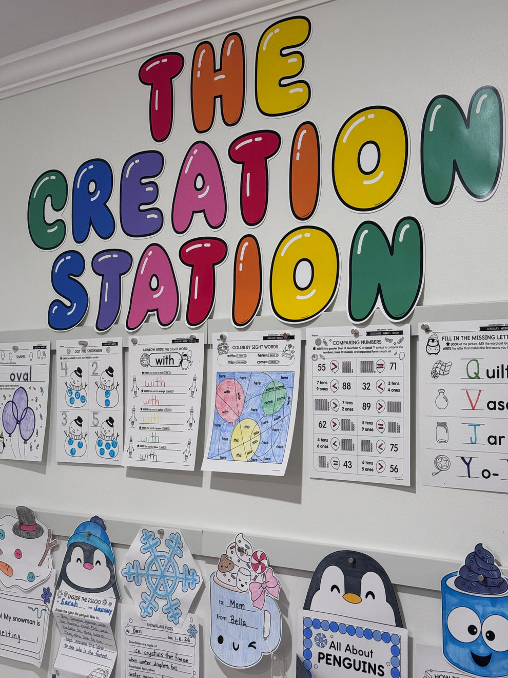 Printable Rainbow Creation Station Bubble Letters - Playground Press