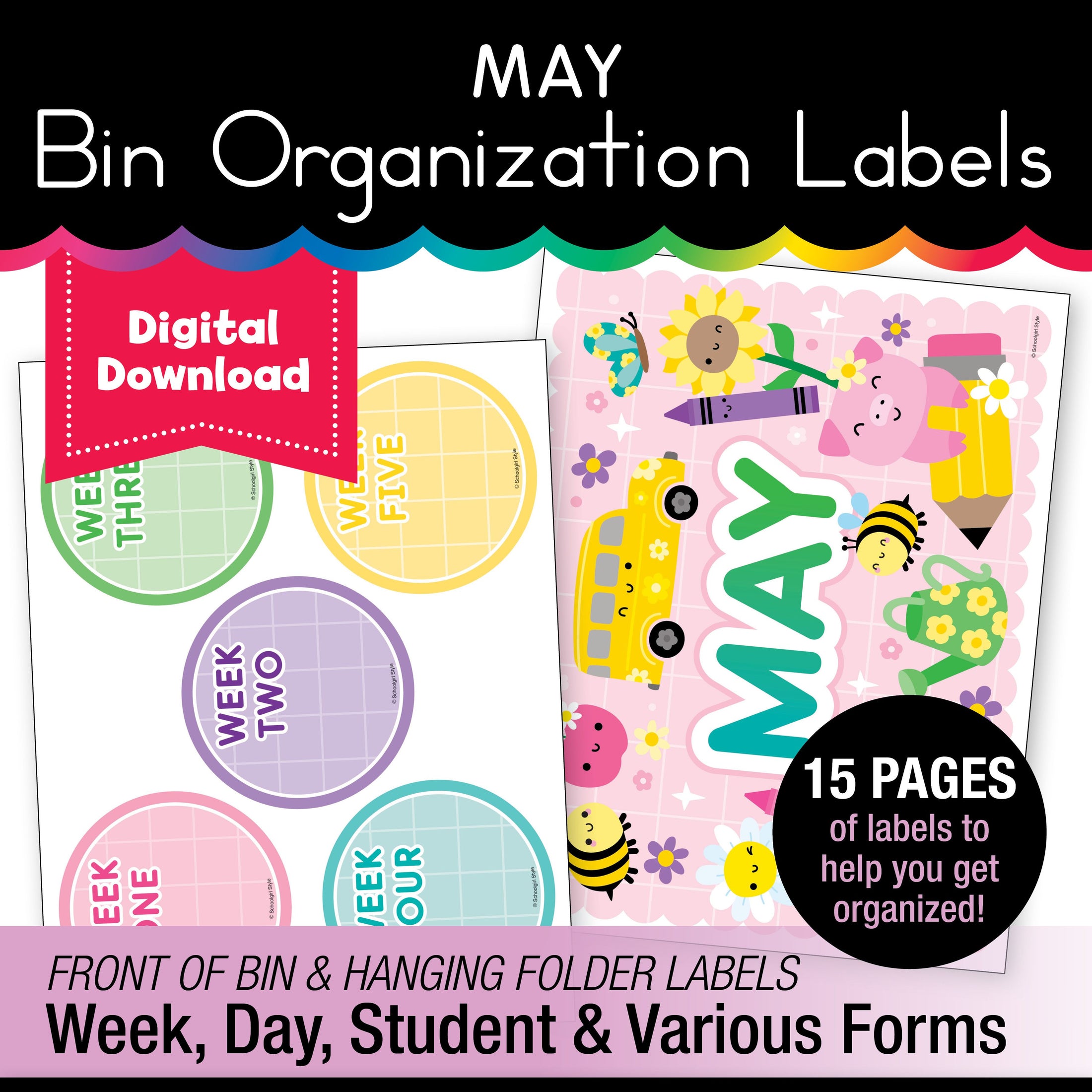 Printable May Bin Organization Labels