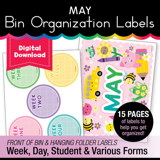 Printable May Bin Organization Labels