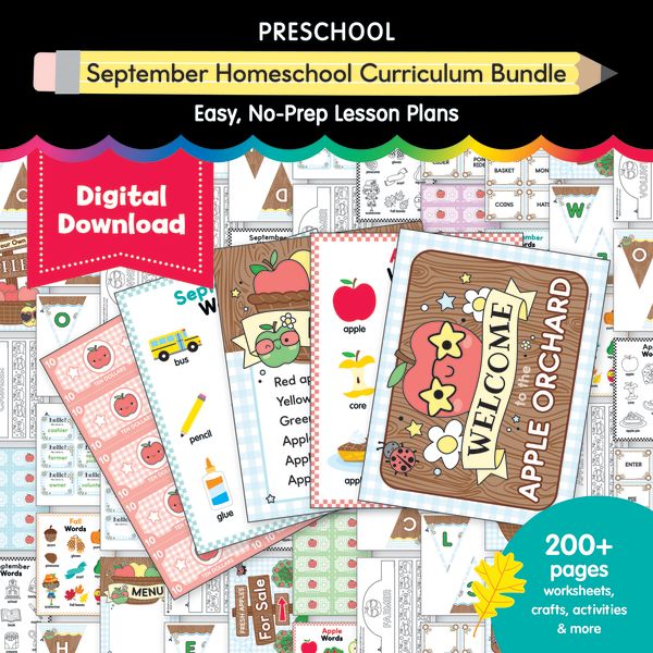 Preschool September Homeschool Thematic Unit Bundle