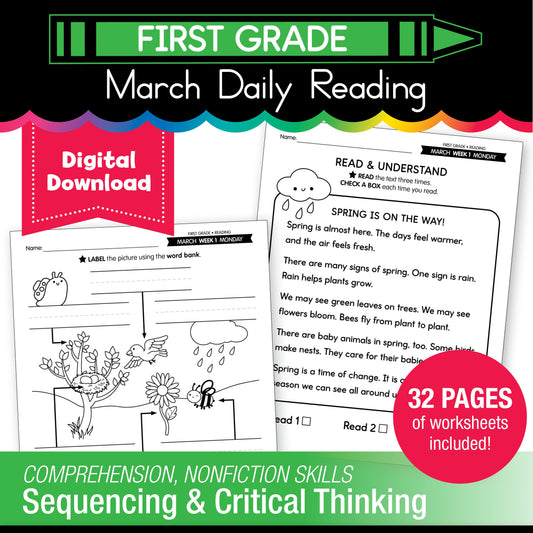 Printable First Grade March Daily Reading