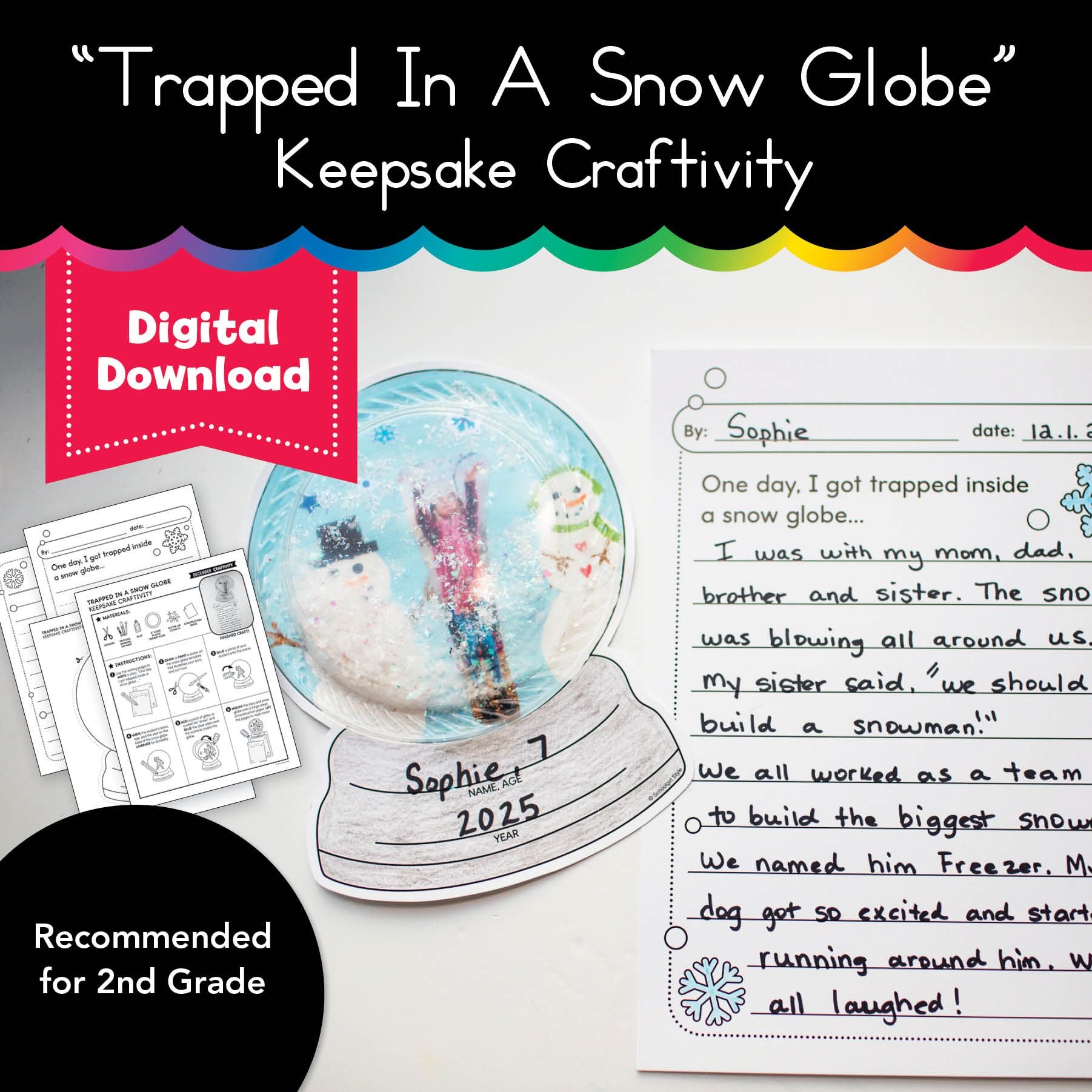 Printable December "Trapped In A Snow Globe" Snow Globe Keepsake Craftivity