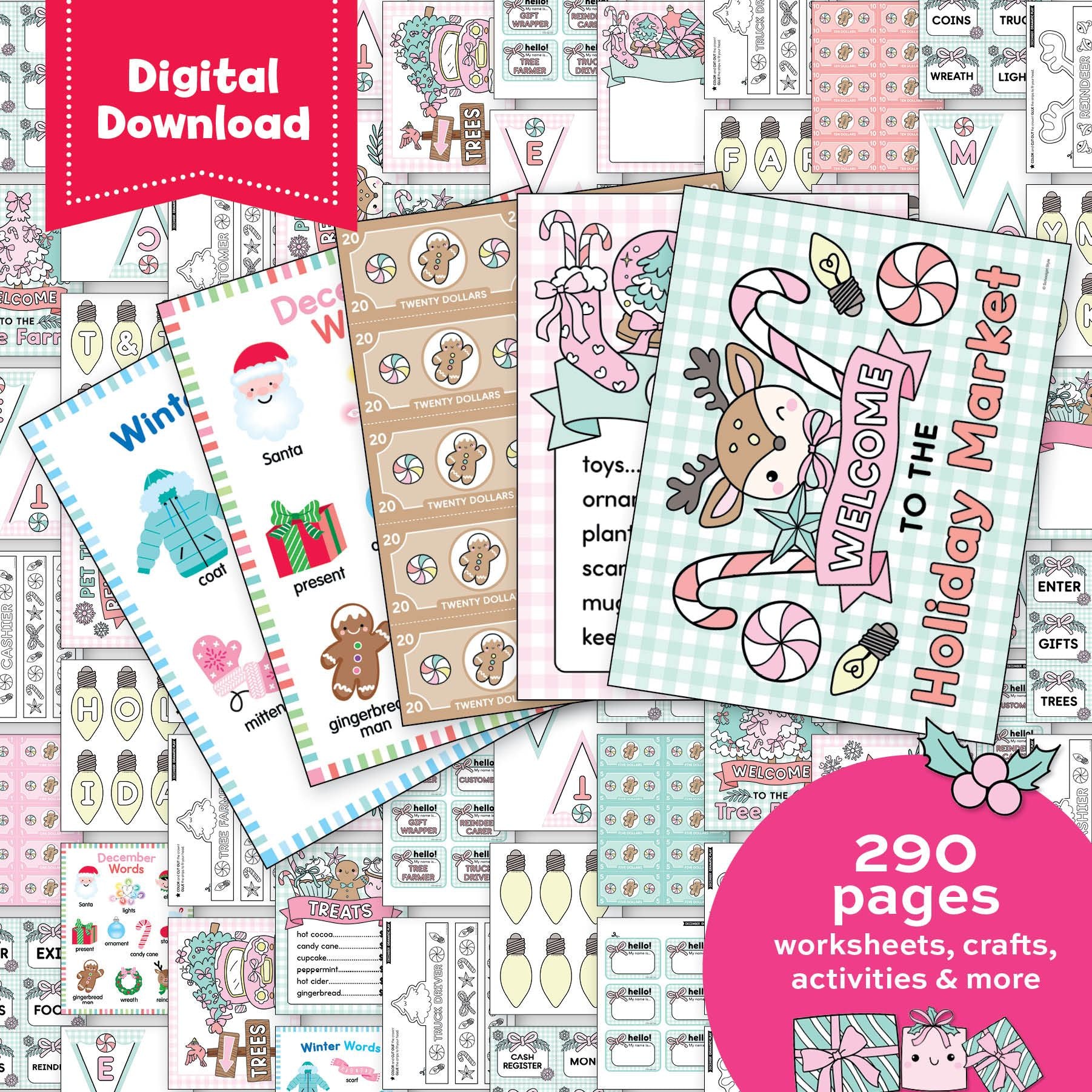 Printable Kindergarten December Homeschool Curriculum Bundle