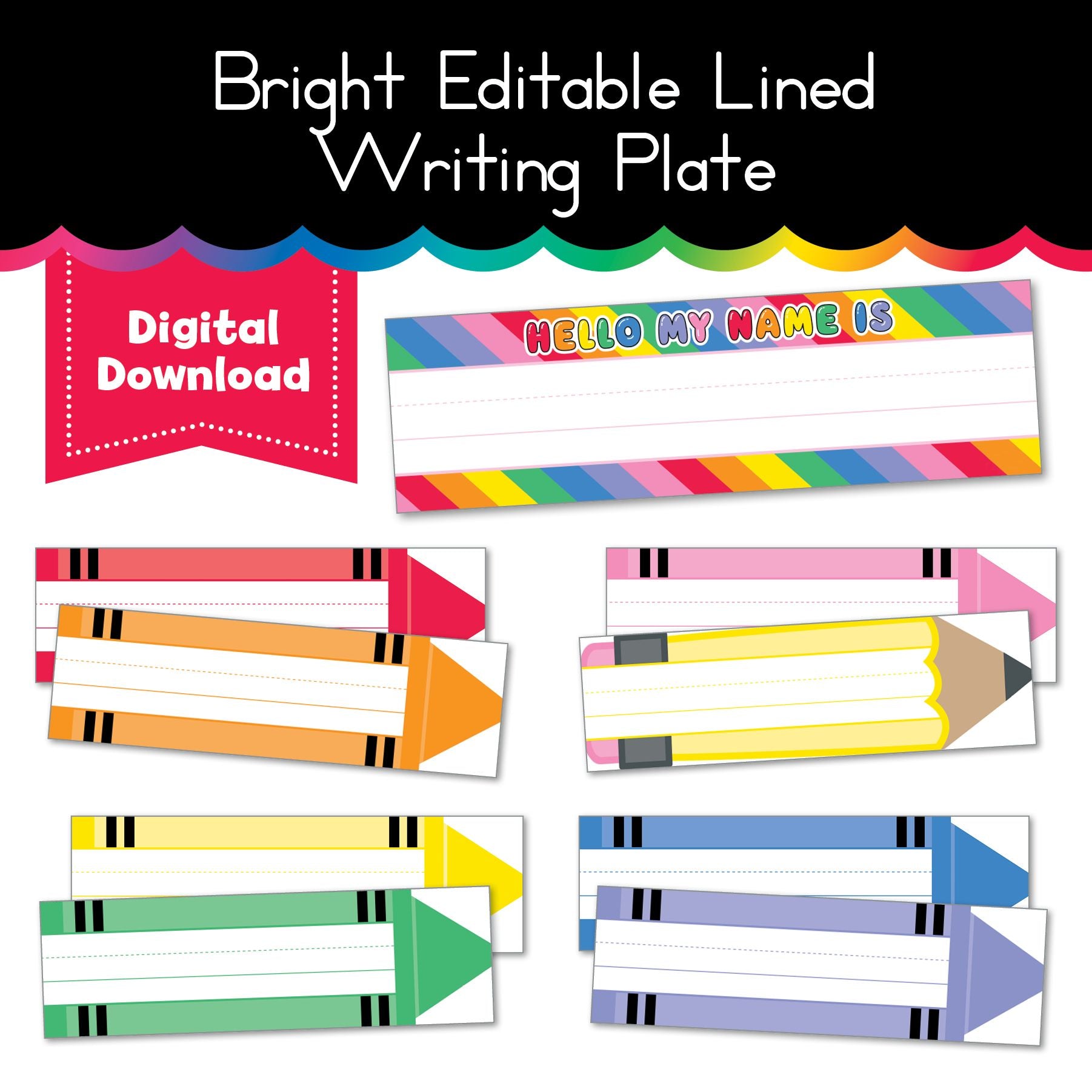 Write Plate Bright Editable Lined Writing Plate - Playground Press