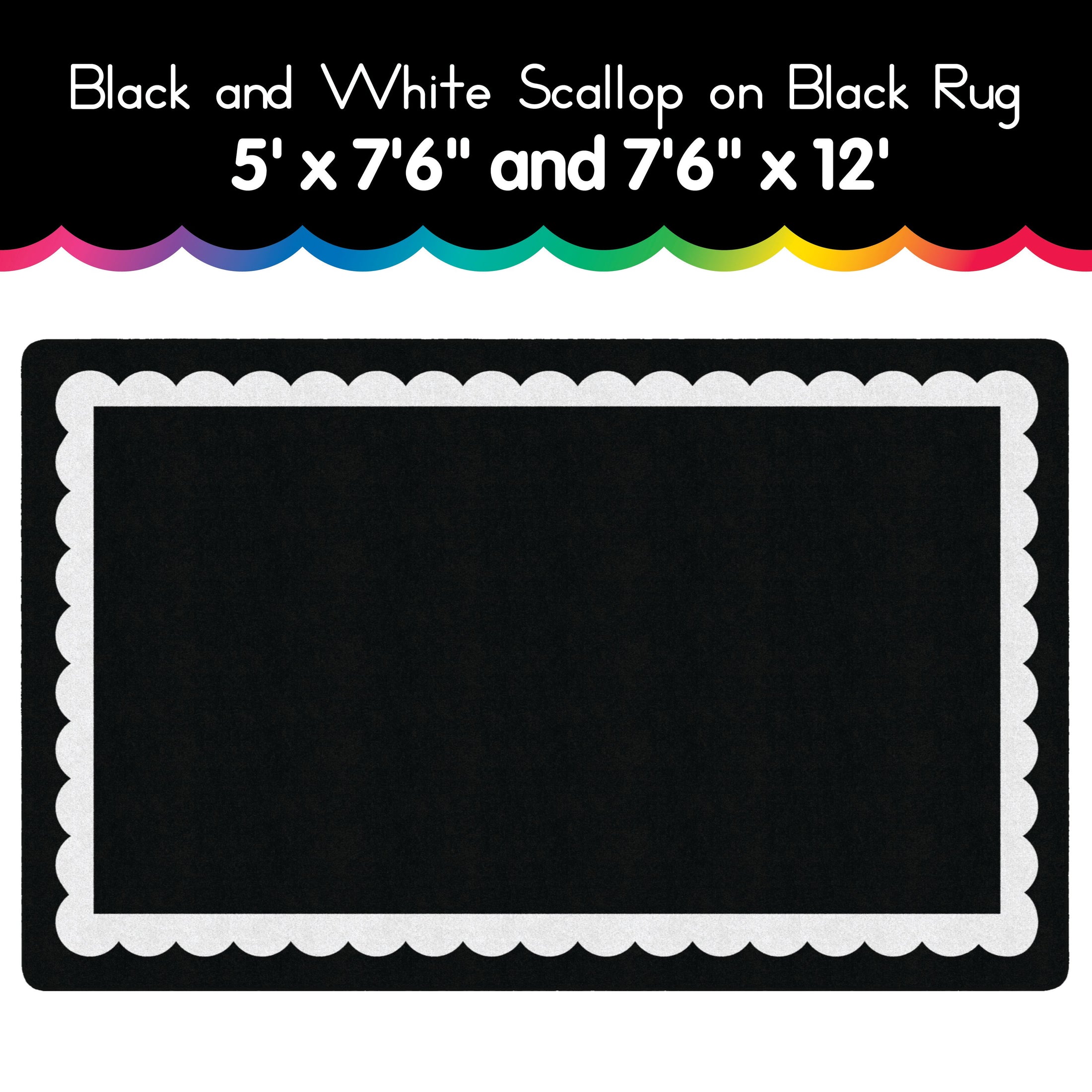 black and white scallop black rug