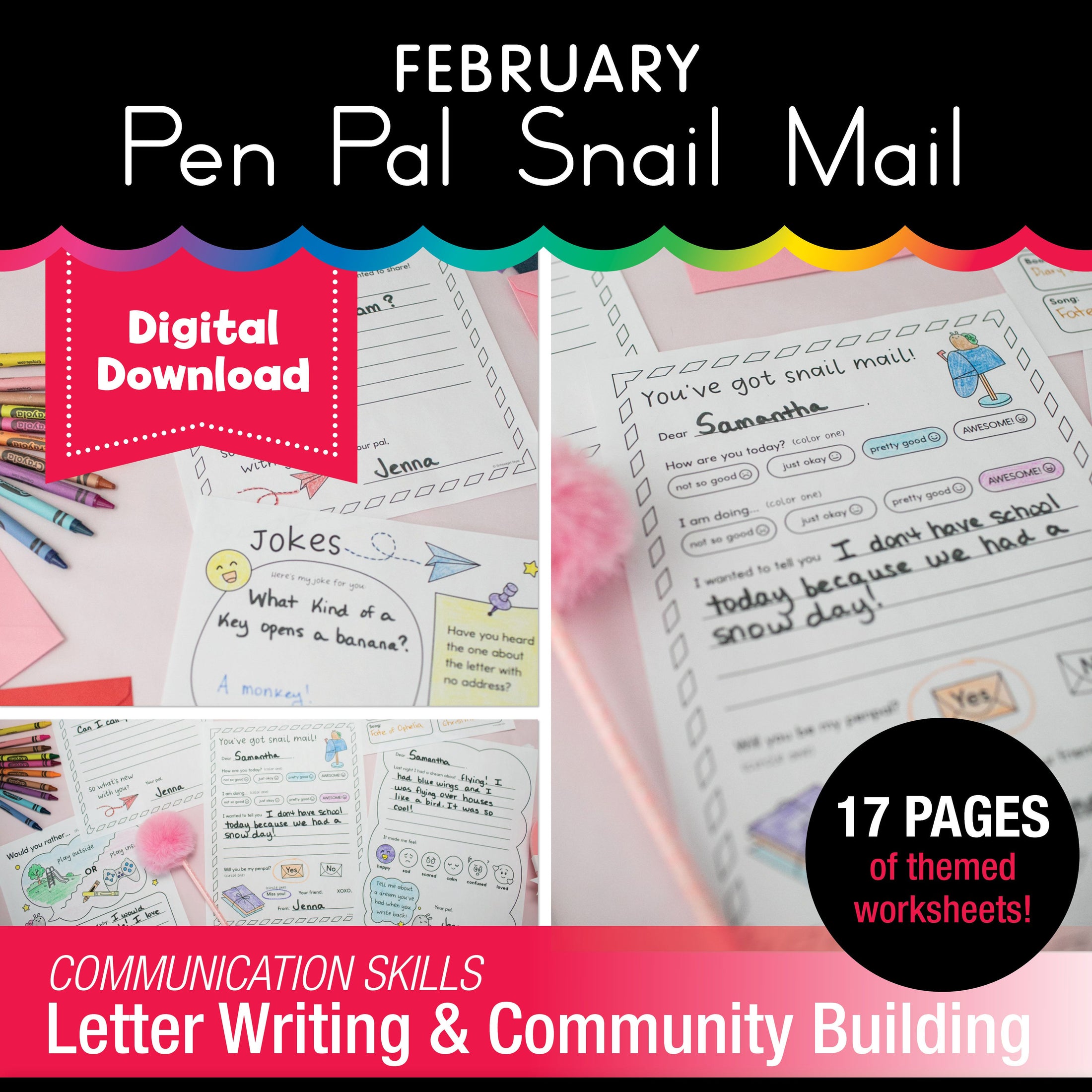 Printable February Pen Pal Snail Mail