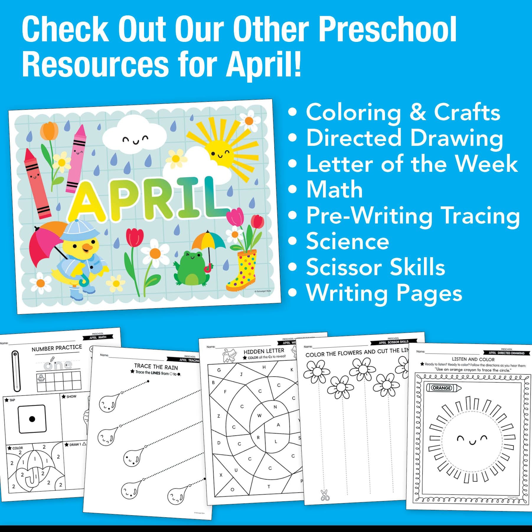 Printable Preschool April Alphabet Center