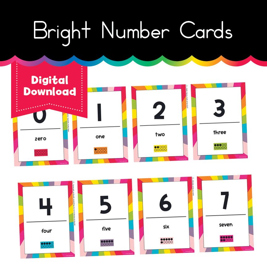 Bright Number Cards 