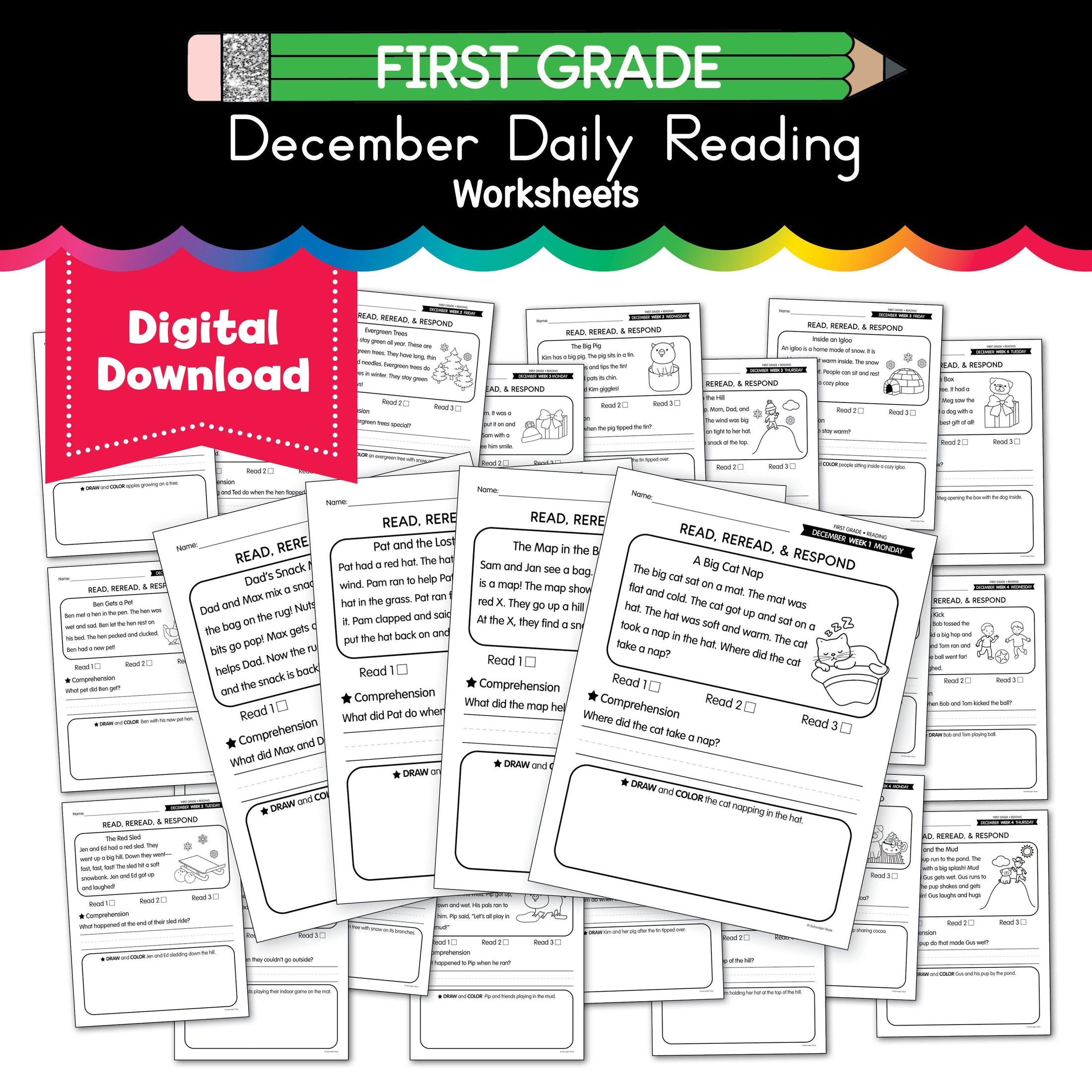 Printable First Grade December Daily Reading