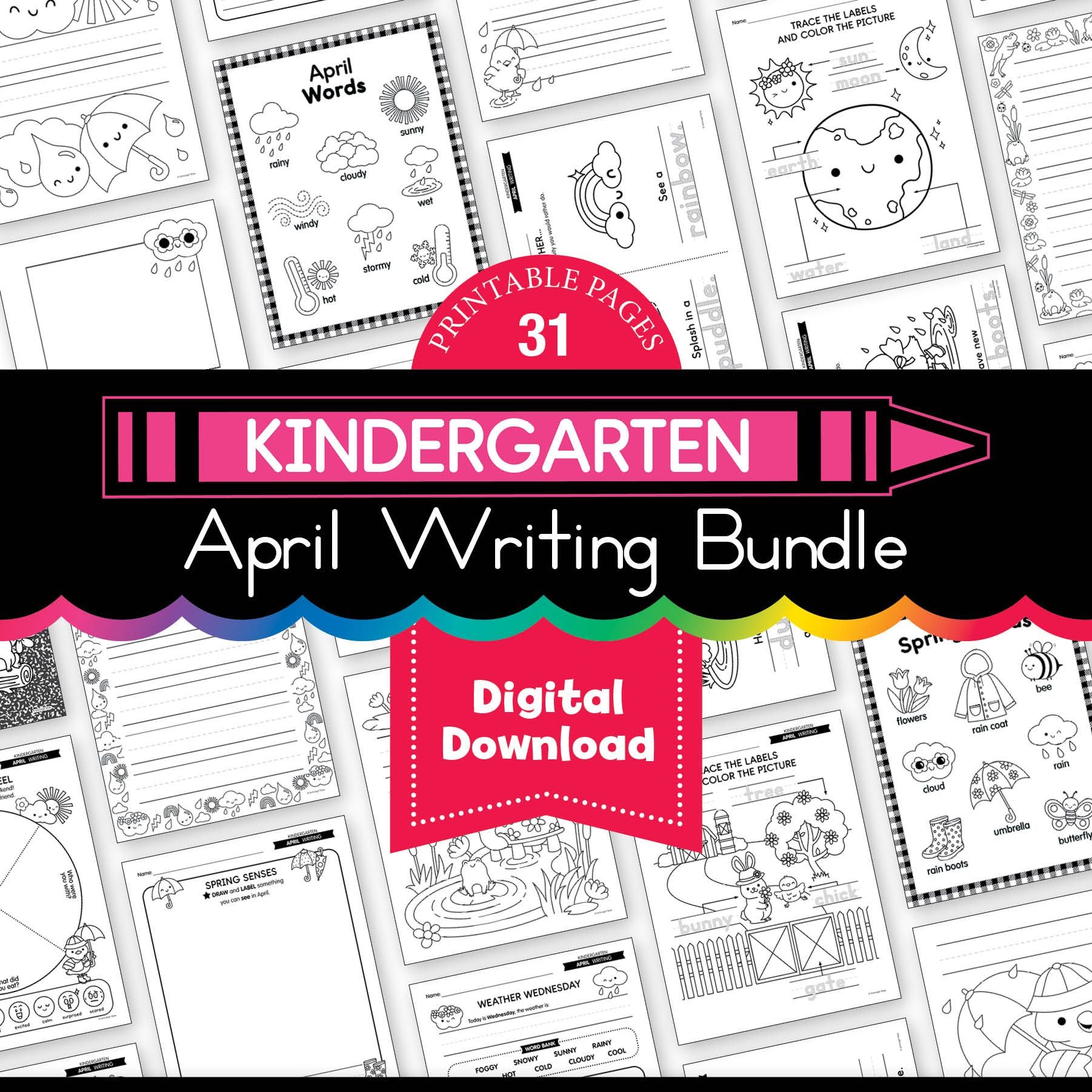 Printable Kindergarten April Writing Bundle