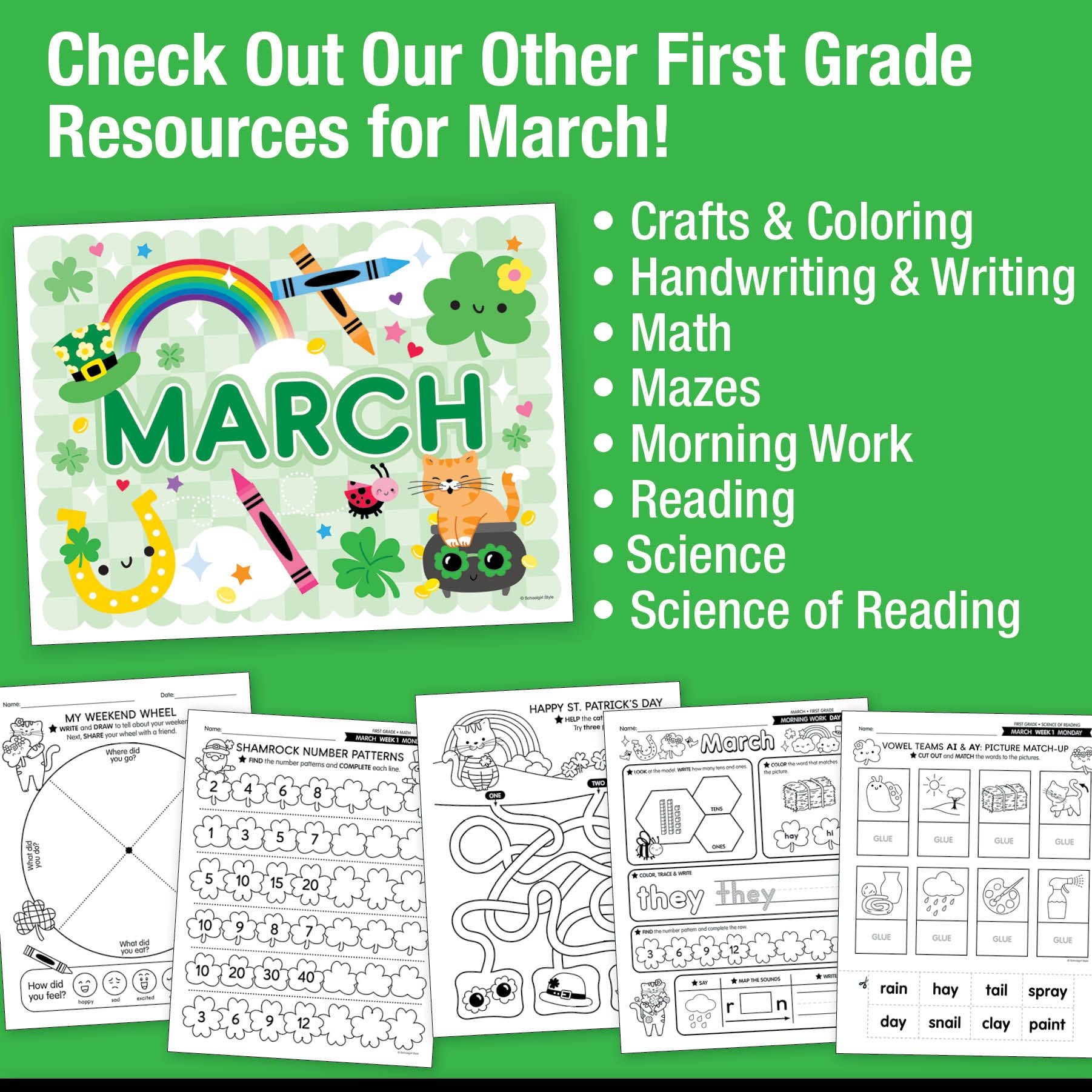 Printable First Grade March Daily Sight Words
