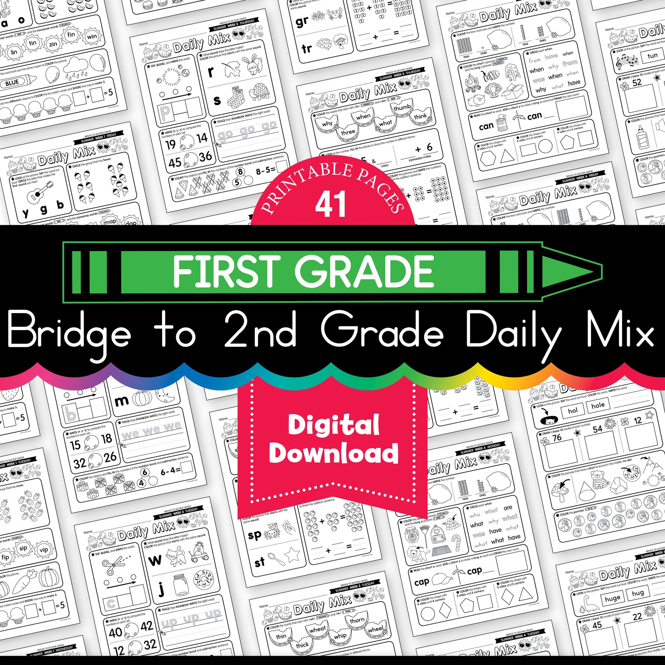 Printable Bridge To Second Grade Daily Mix Digital Summer Workbook