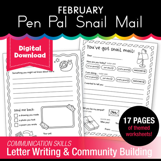 Printable February Pen Pal Snail Mail