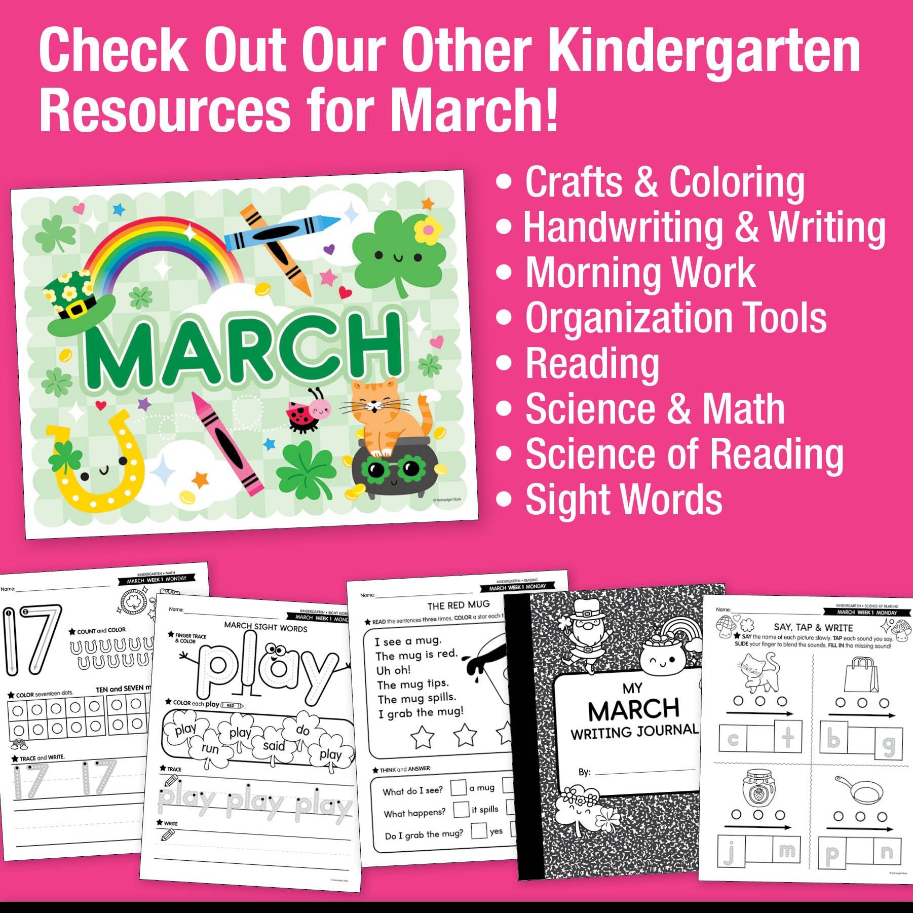 Printable Kindergarten March Daily Alphabet (Y, Z, & Full Alphabet Review)