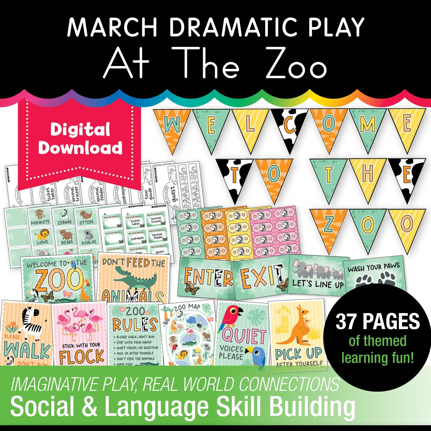 Printable March Dramatic Play At The Zoo