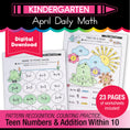 Load image into Gallery viewer, Printable Kindergarten April Daily Math
