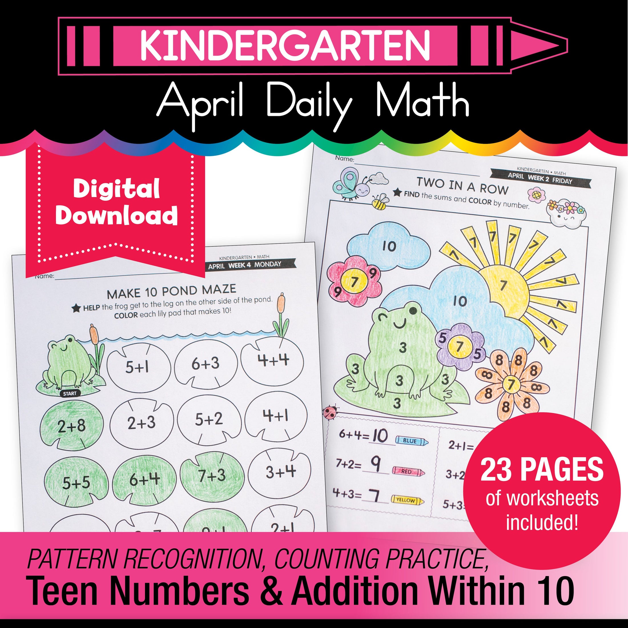 Printable Kindergarten April Daily Math