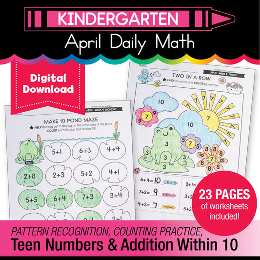 Printable Kindergarten April Daily Math