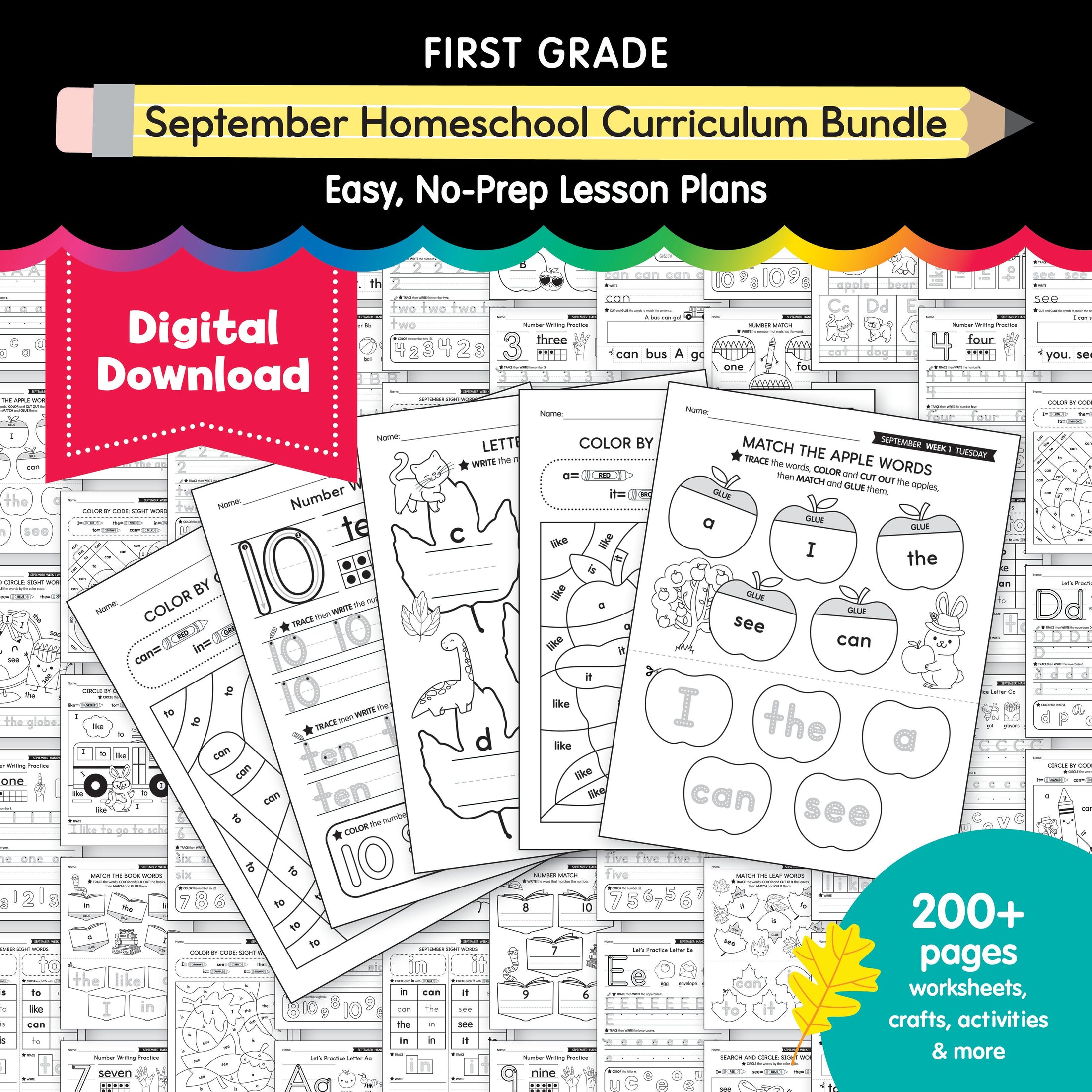First Grade September  Homeschool Curriculum Bundle