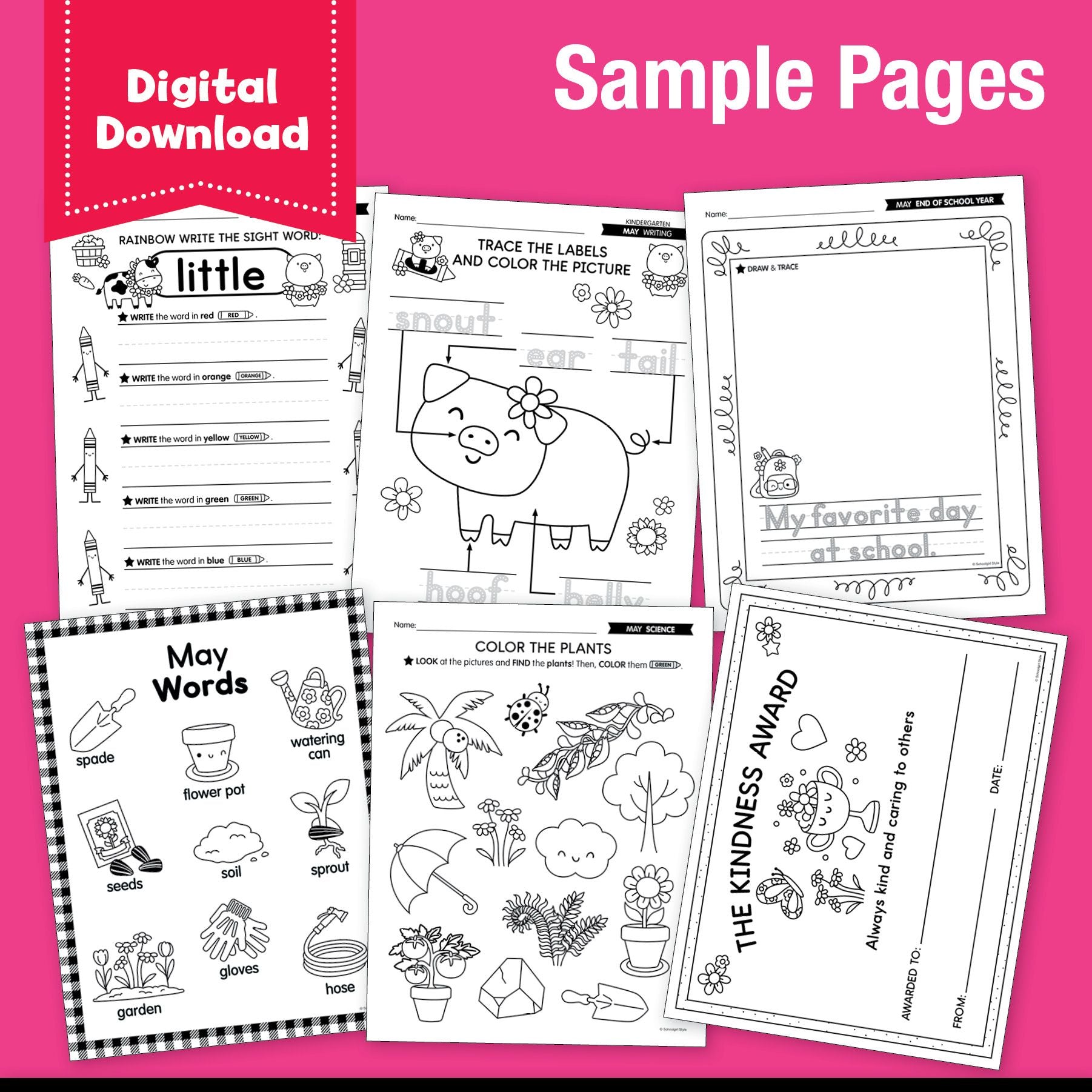 Printable Kindergarten May Homeschool Curriculum Bundle
