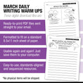 Load image into Gallery viewer, Printable Second Grade March Daily Writing Warm Ups
