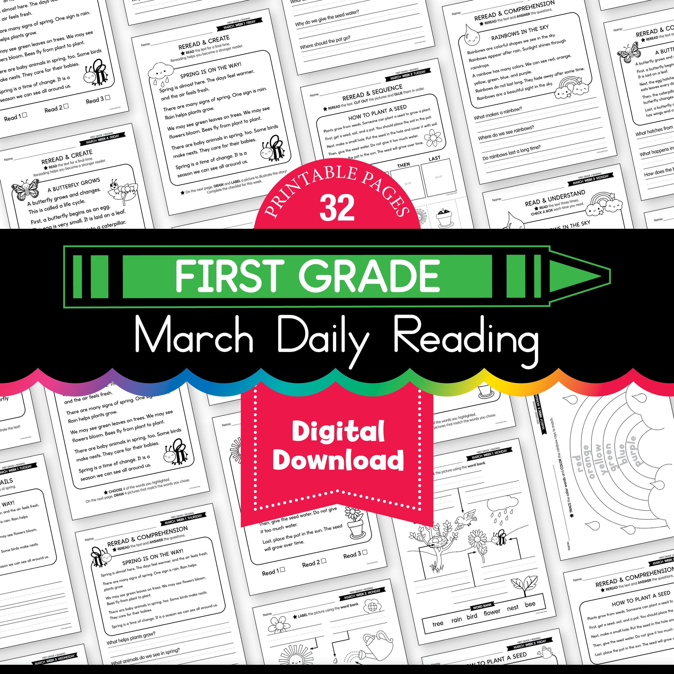 Printable First Grade March Daily Reading