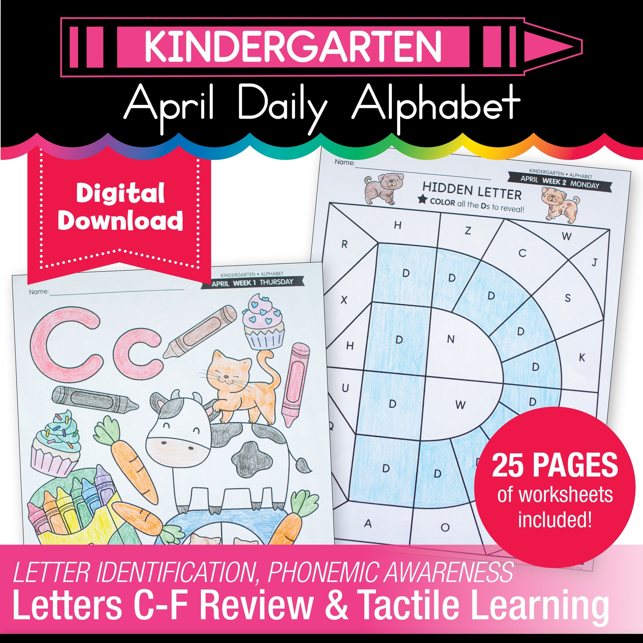 Printable Kindergarten April Daily Alphabet