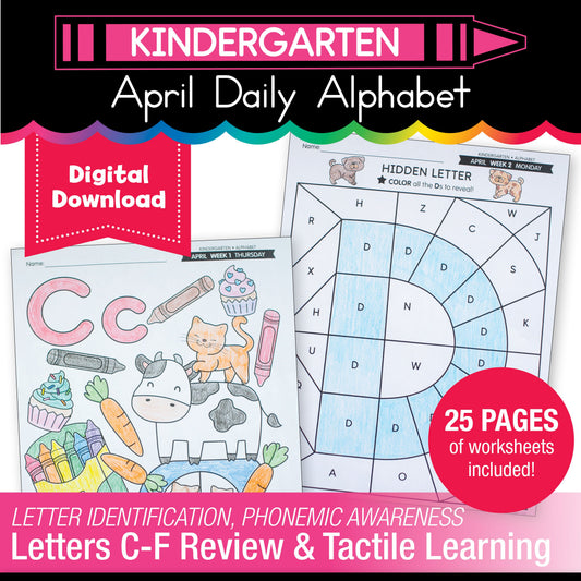 Printable Kindergarten April Daily Alphabet