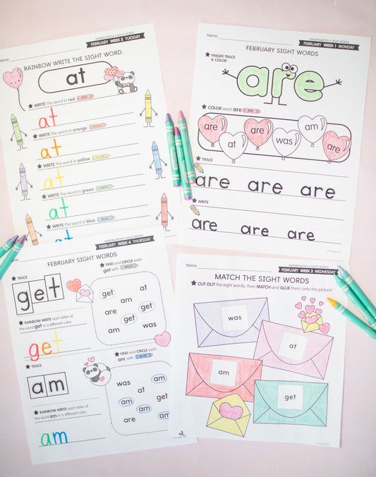 Printable Kindergarten February Daily Sight Words