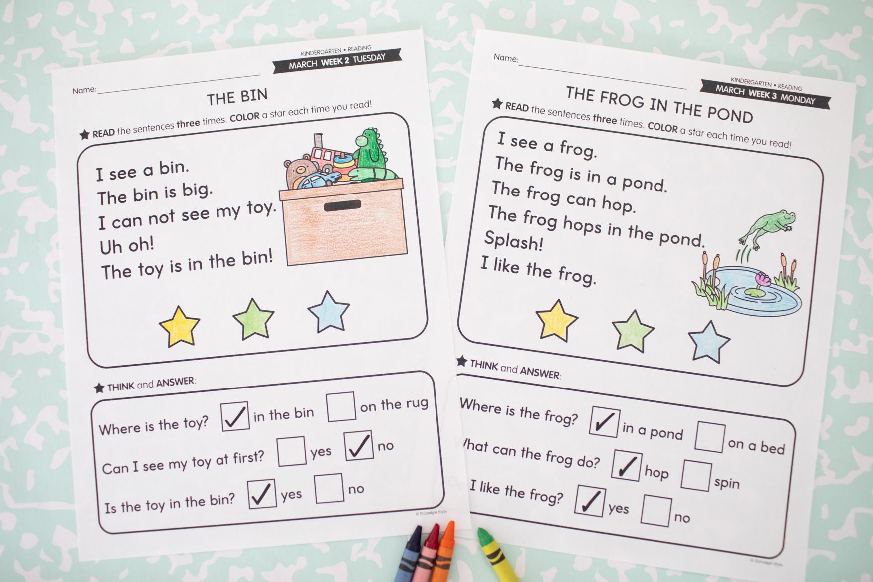Printable Kindergarten March Daily Reading